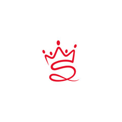 abstract crown logo with S letter combination in flat design style