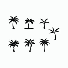 Silhouette Elements – Palm Tree Collection, Minimalist Black and White Design.