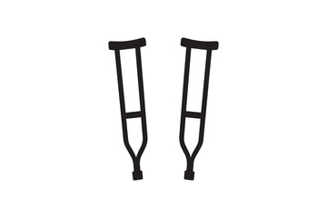 simple crutches Equipment silhouette icon vector isolated in white background	