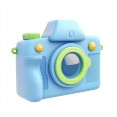 Light blue toy camera with bright accents