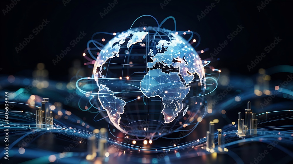 Poster a digital depiction of the world with interconnected network links
