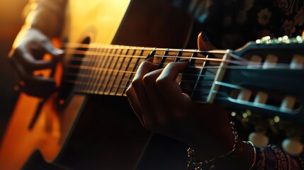 Captivating Guitar Performance in Warm Light