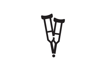 simple crutches Equipment silhouette icon vector isolated in white background	