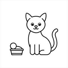 Kitten and Money Stack Animal Donation Line Art Vector Design