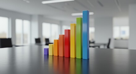 Colorful Bar Graph Showing Growth on a Table in an Office