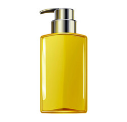 Fototapeta premium Yellow liquid soap dispenser bottle mock up for hand wash shampoo and body wash product packaging design isolated on a transparent background.