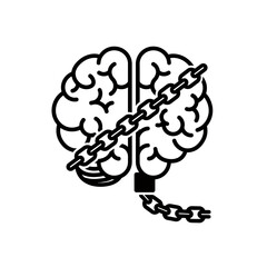 Fototapeta premium Mind Unchained: A striking illustration symbolizing the freeing of the mind from constraints. The image depicts a brain bisected by a chain.