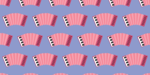 Fototapeta premium Seamless repeating pattern of accordions. Vector illustration.