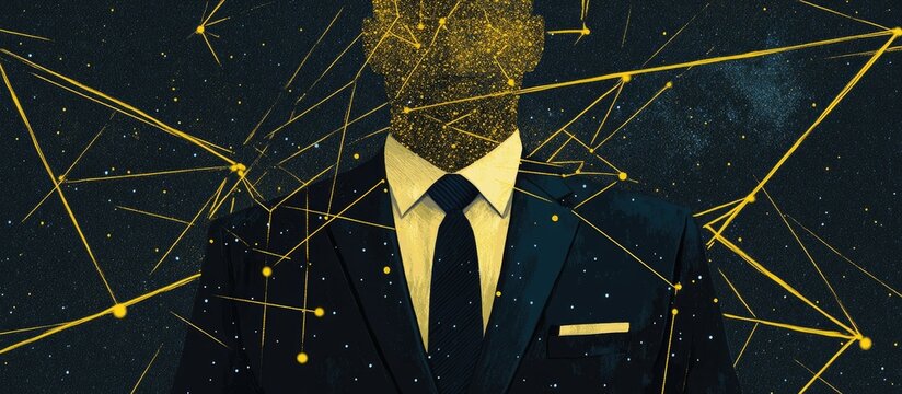 Abstract Businessman in Cosmic Network