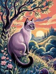 cat under the tree