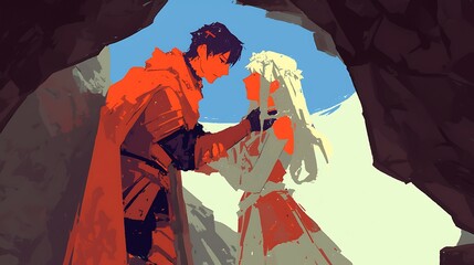 Fototapeta premium Couple, Cave, Romance, Landscape