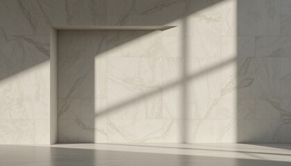 Obraz premium Artistic play of shadows on minimalist interior wall modern space photography bright environment side view contemporary design concept
