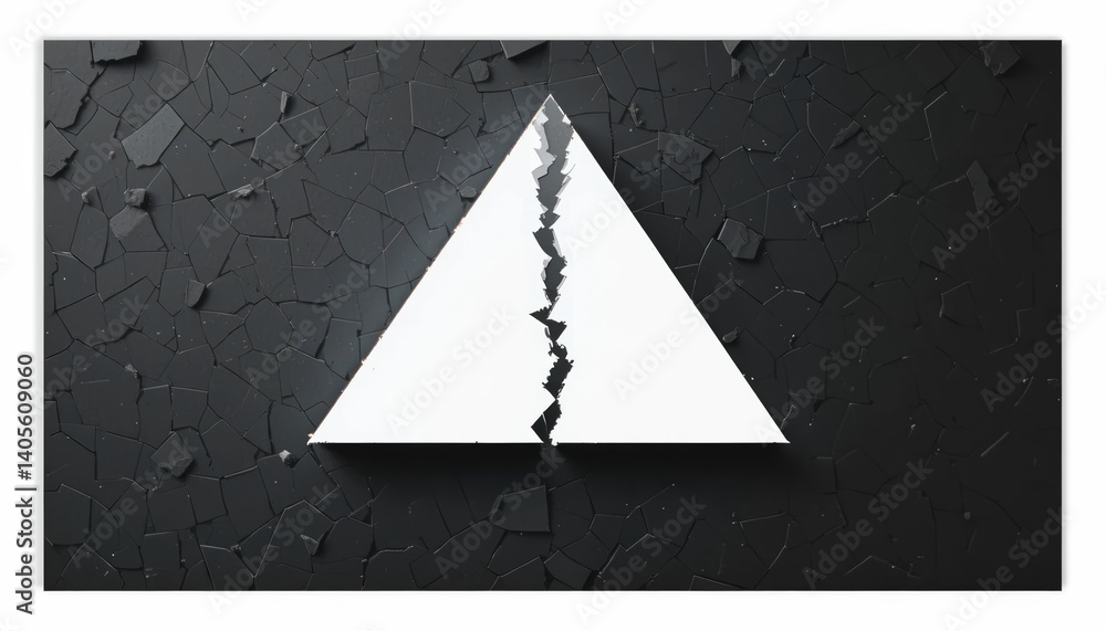 Poster breaking boundaries abstract triangle art on cracked surface modern design digital artwork studio en