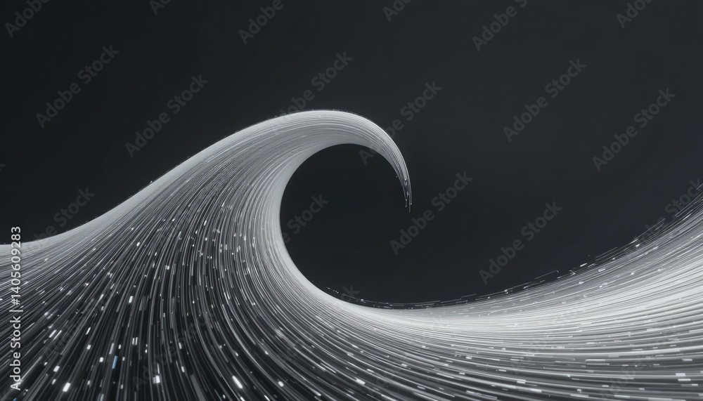 Poster dynamic flow of digital waves virtual space abstract art minimalist design close-up motion concept