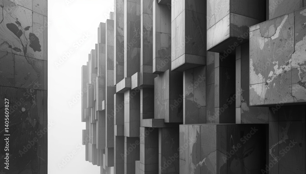 Poster exploring abstract concrete structures urban environment architectural photography monochrome aesthe