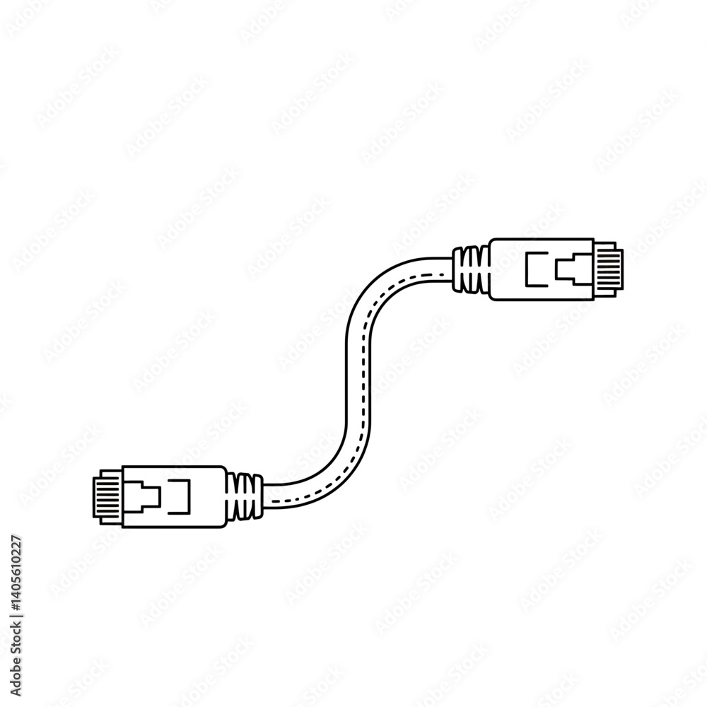Poster network connector: a sleek, monochrome image of a network cable, designed for connecting computers a