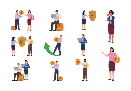 Colorful Business Finance Investment Concept Illustration Set