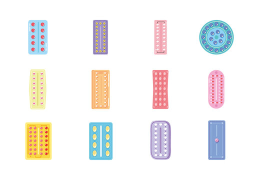 Colorful Medical Contraceptive Icons Collection Icons Set