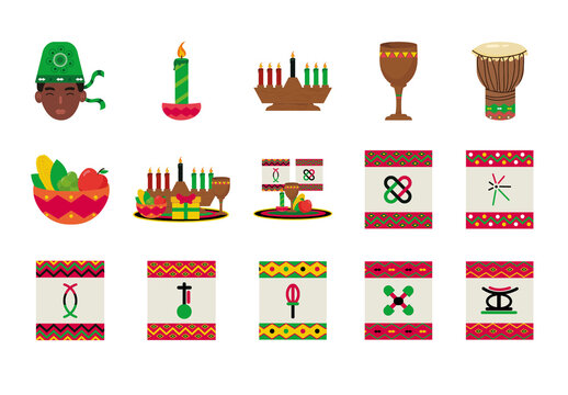 Red Green Yellow Cultural Celebration Icons Set