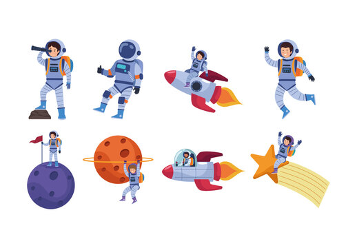 Colorful Outer Space Adventure Illustration Set