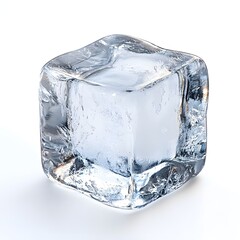 Obraz premium Transparent ice cube on white background