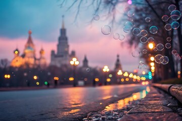 Obraz premium christmas lights in the city