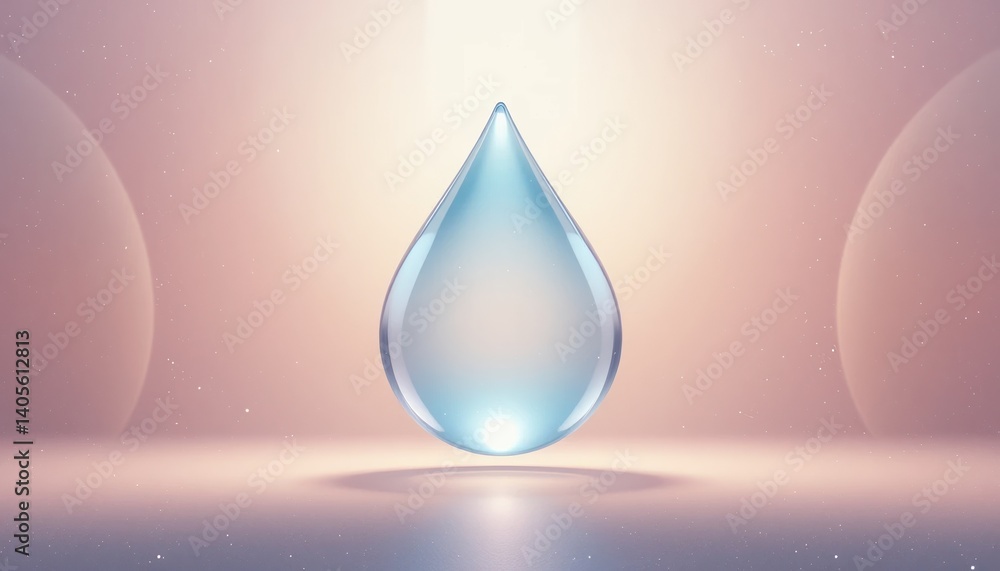 Aufkleber water droplet action in a minimalist studio setting with soft lighting and serene background for art