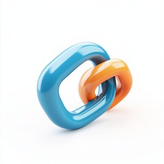 Interlocked, colorful, geometric shapes.  Two linked, glossy rectangles