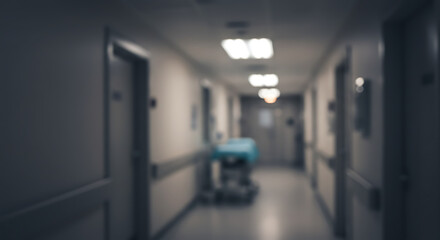 Fototapeta premium Hospital Corridor: A Blurred Moment of Uncertainty AI Generated