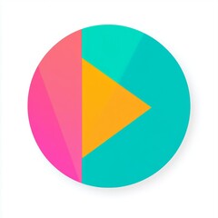 Colorful circle segmented into play button shape