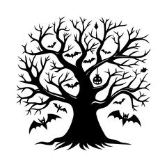  Silhouette Halloween tree vector illustration