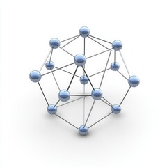 3D lattice structure of interconnected spheres.  Interlocking, metallic, and  geometric design.  A complex,  symmetrical representation