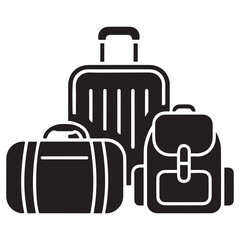 travel bag icon set. vacation, tourism and luggage symbol. Vector Black silhouettes. with white background