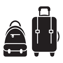 travel bag icon set. vacation, tourism and luggage symbol. Vector Black silhouettes. with white background