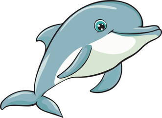 Vector illustration of a cute dolphin. 