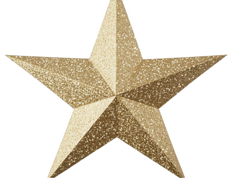 Isolated Glittering Gold Star Illustration with Transparent Background