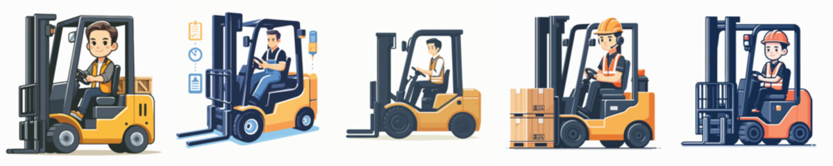 Vector of a forklift driver.