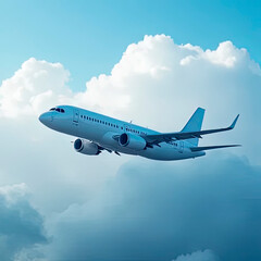 Obraz premium A passenger plane is flying through the sky.created with the help of artificial intelligence.