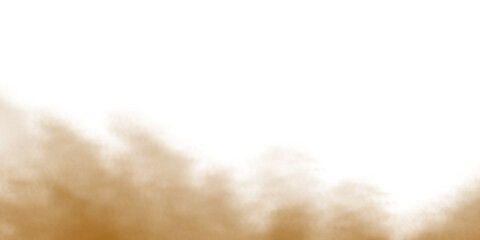 Dust sand smoke cloud particles isolated on transparent white background. Brown sandstorm, explosion, rising dust, and smog effect. PNG elements for design, overlay, and compositing