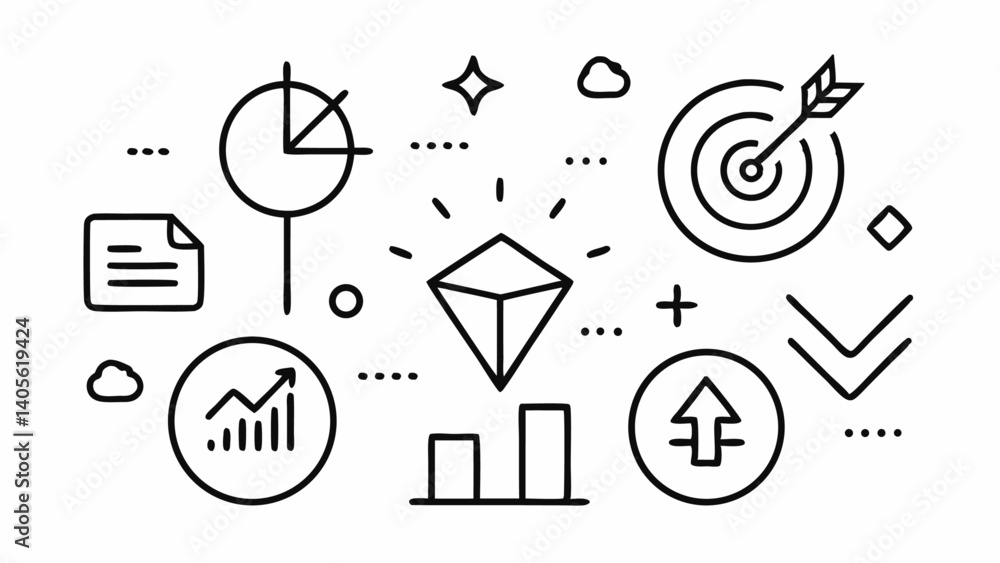 Poster line icon set of arrows in various styles for use in diagrams navigation interfaces and flowchart de