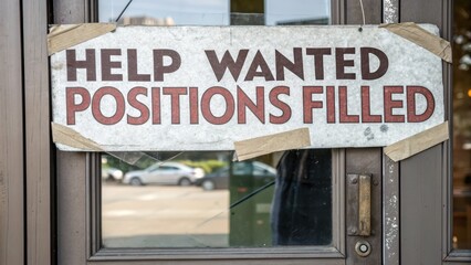 Obraz premium Job opportunities signage local business employment notice urban setting close-up recruitment