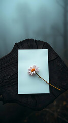 Blank notepad page and a beautiful flower. created by generative ai