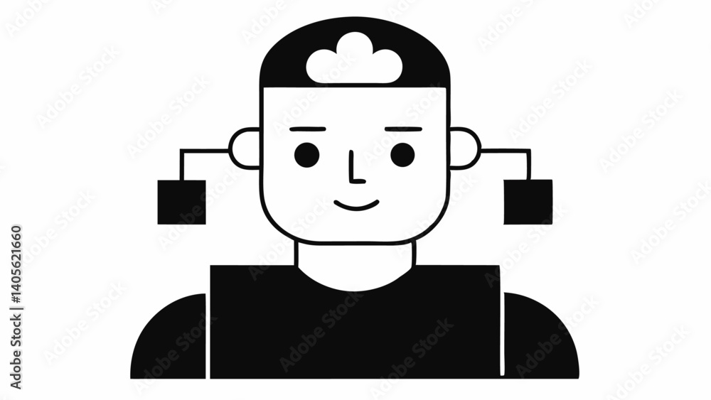 Poster illustration concept showing artificial intelligence with robots and futuristic tech elements ideal 