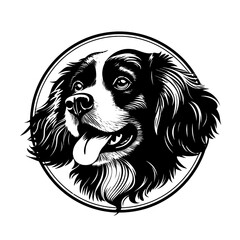 Happy Dog Head Vintage Style Vector Illustration