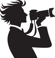 Silhouette of a Male Photographer with DSLR Camera in Action

