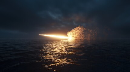 Fiery Sunset over the Ocean: A Dramatic Celestial Event