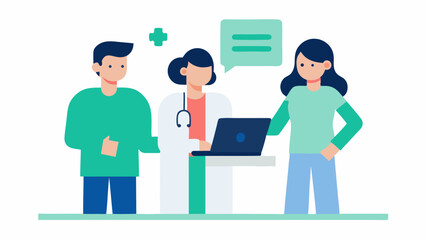 Doctor and patient interaction illustration featuring female medical staff conducting a routine check-up with supportive healthcare and clinical care atmosphere