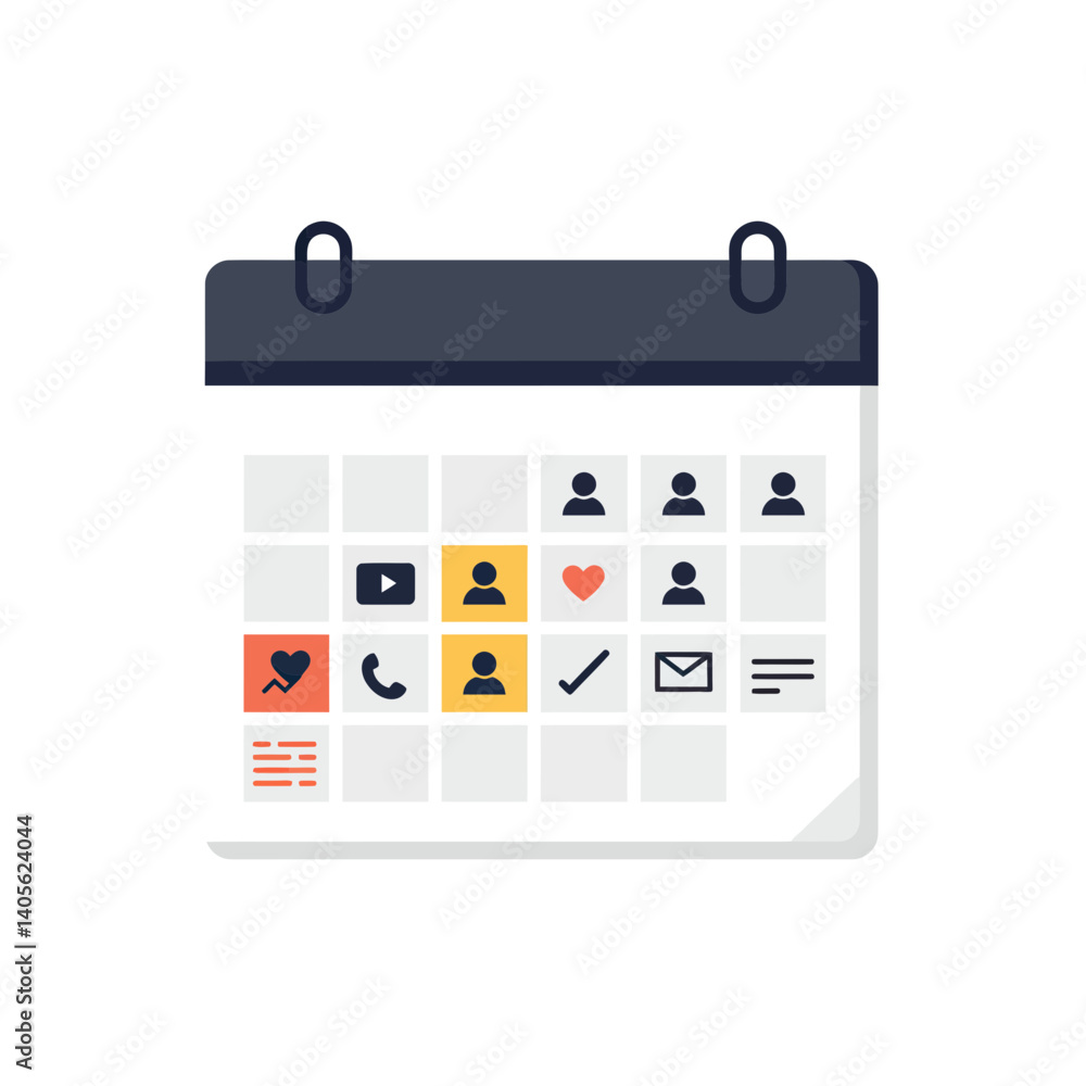 Poster scheduled date: a flat design of a desk calendar features a minimalist aesthetic, perfect for visual