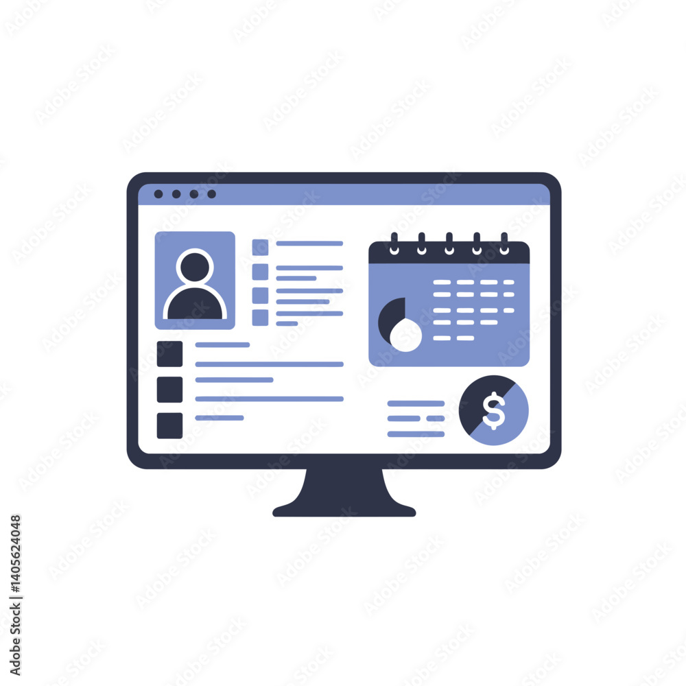 Poster computer monitor: a flat-lay illustration of a computer monitor, the screen displaying an intuitive 