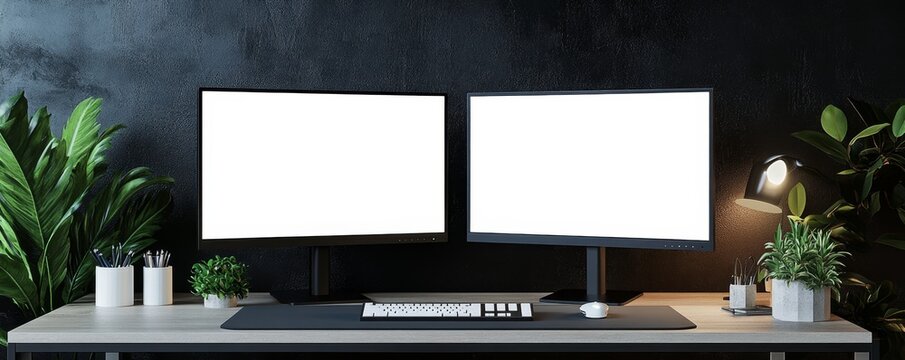 Modern Workspace with Dual Monitors (4)